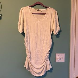 Soft Surroundings white rouged cap sleeve top